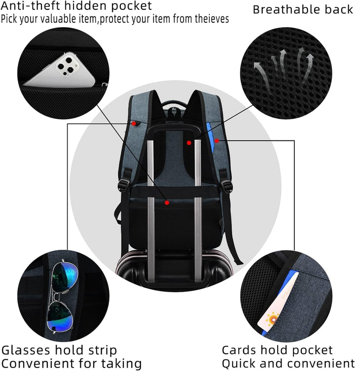 Vízálló utazós laptop hátizsák USB töltőporttal