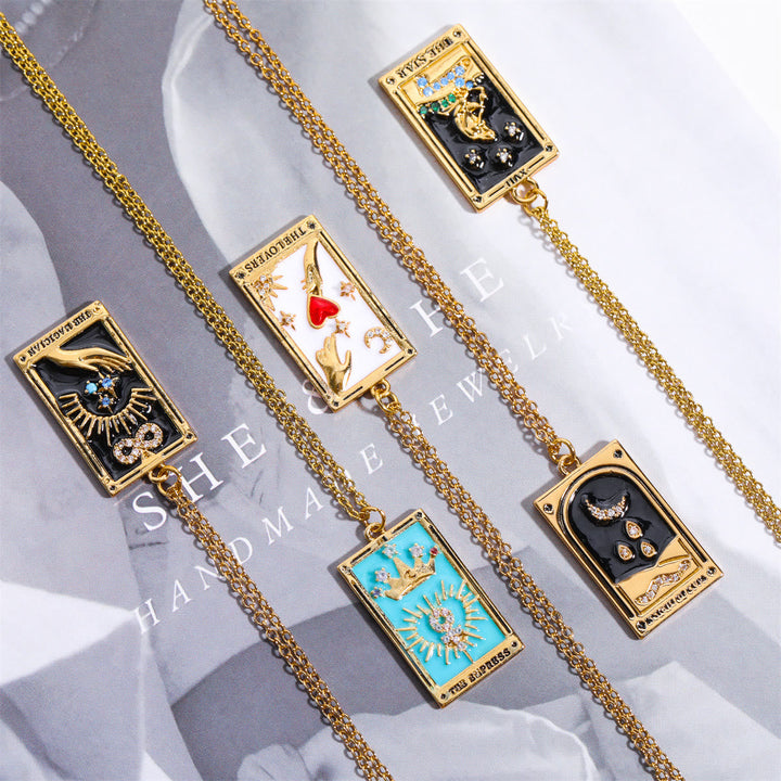Zirkónia aranyozott tarot csepp függő nyaklánc - Amara