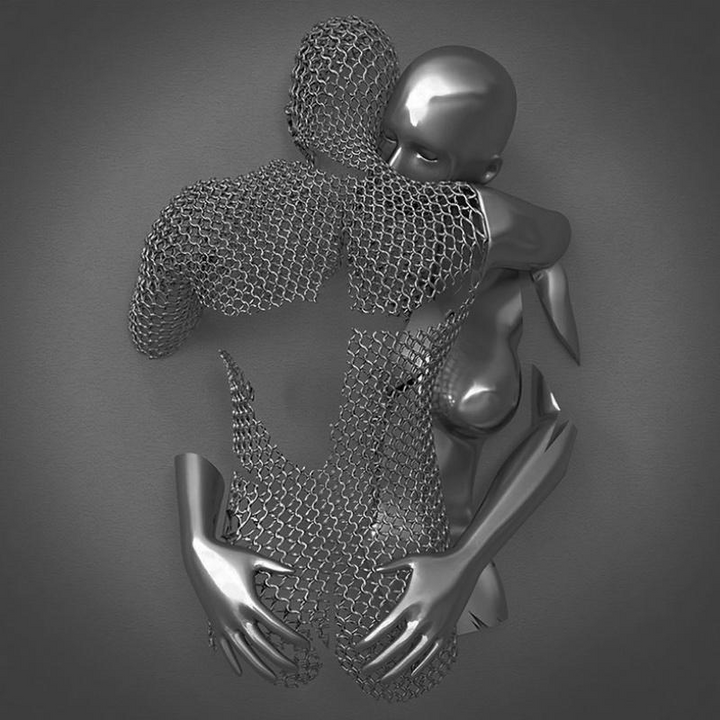Szerelmes vászon fém figurával - AmorArte