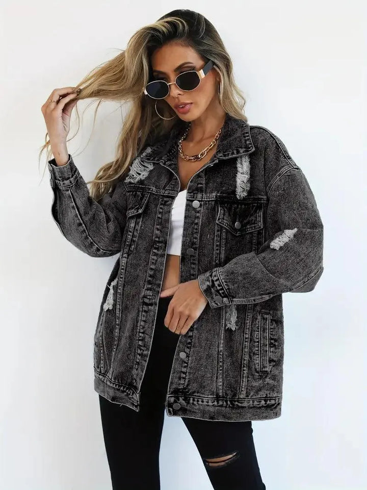 Vízálló és bélelt oversized női farmerdzseki kapucnival – Talia