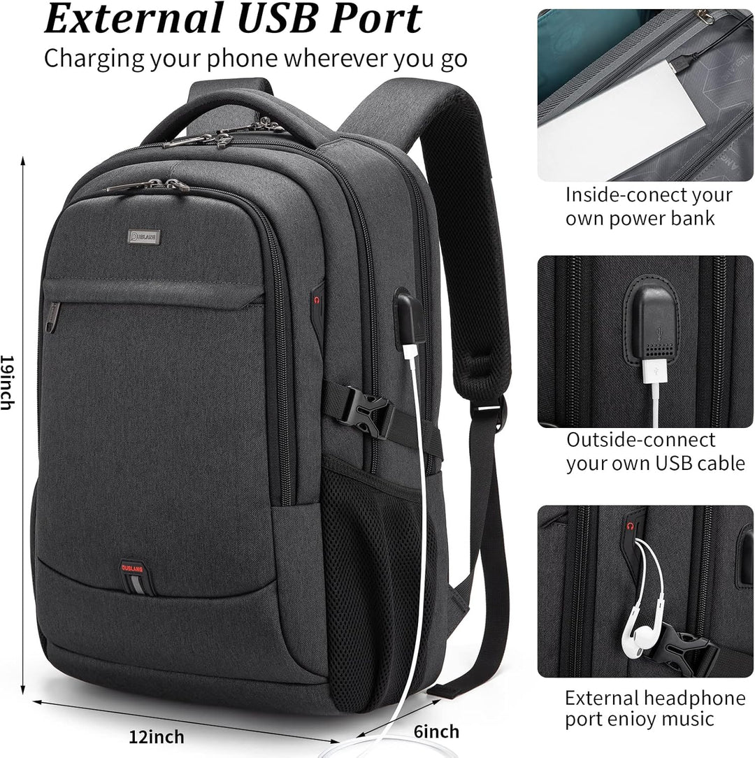 Vízálló utazó laptop hátizsák USB porttal és rendezett tárolással