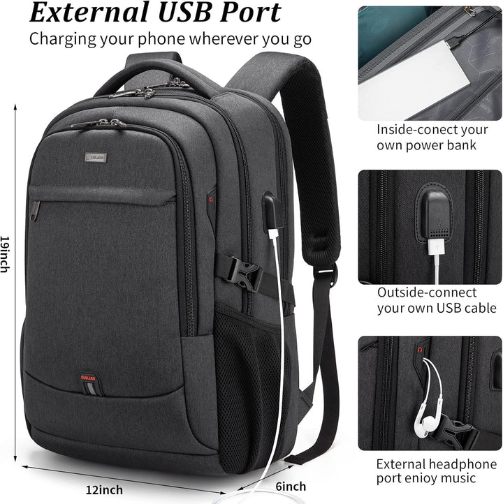 Vízálló utazó laptop hátizsák USB porttal és rendezett tárolással