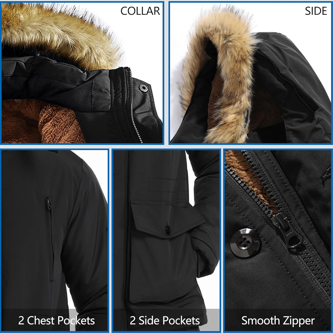 Téli kabát levehető kapucnival férfiaknak - Gabriel