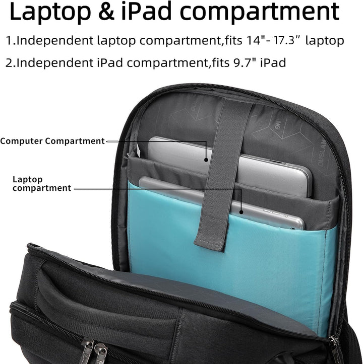 Vízálló utazó laptop hátizsák USB porttal és rendezett tárolással