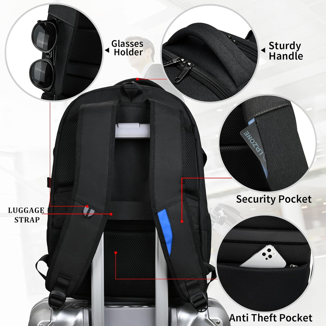 Vízálló utazó laptop hátizsák USB porttal és rendezett tárolással