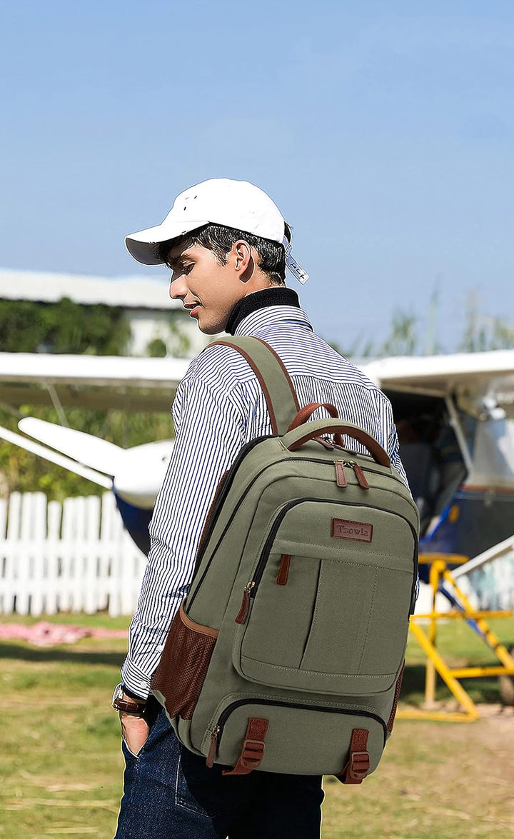 Lopásgátló vászon laptop és utazó hátizsák USB porttal – 17,3 hüvelykig illeszkedik