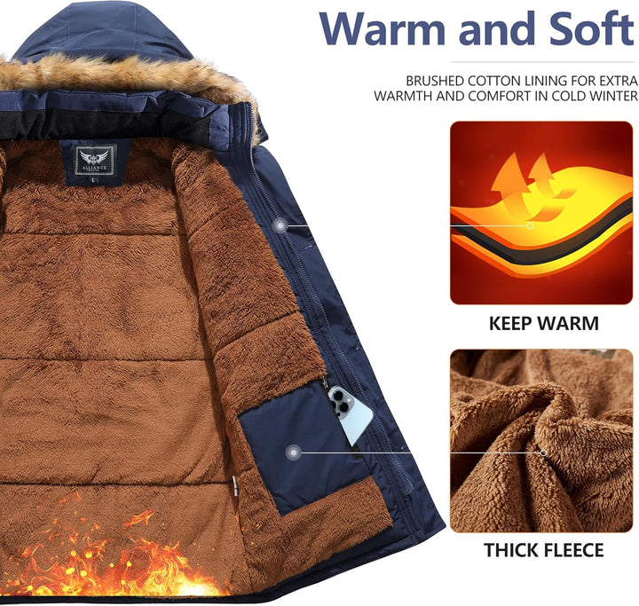 Téli kabát levehető kapucnival férfiaknak - Gabriel