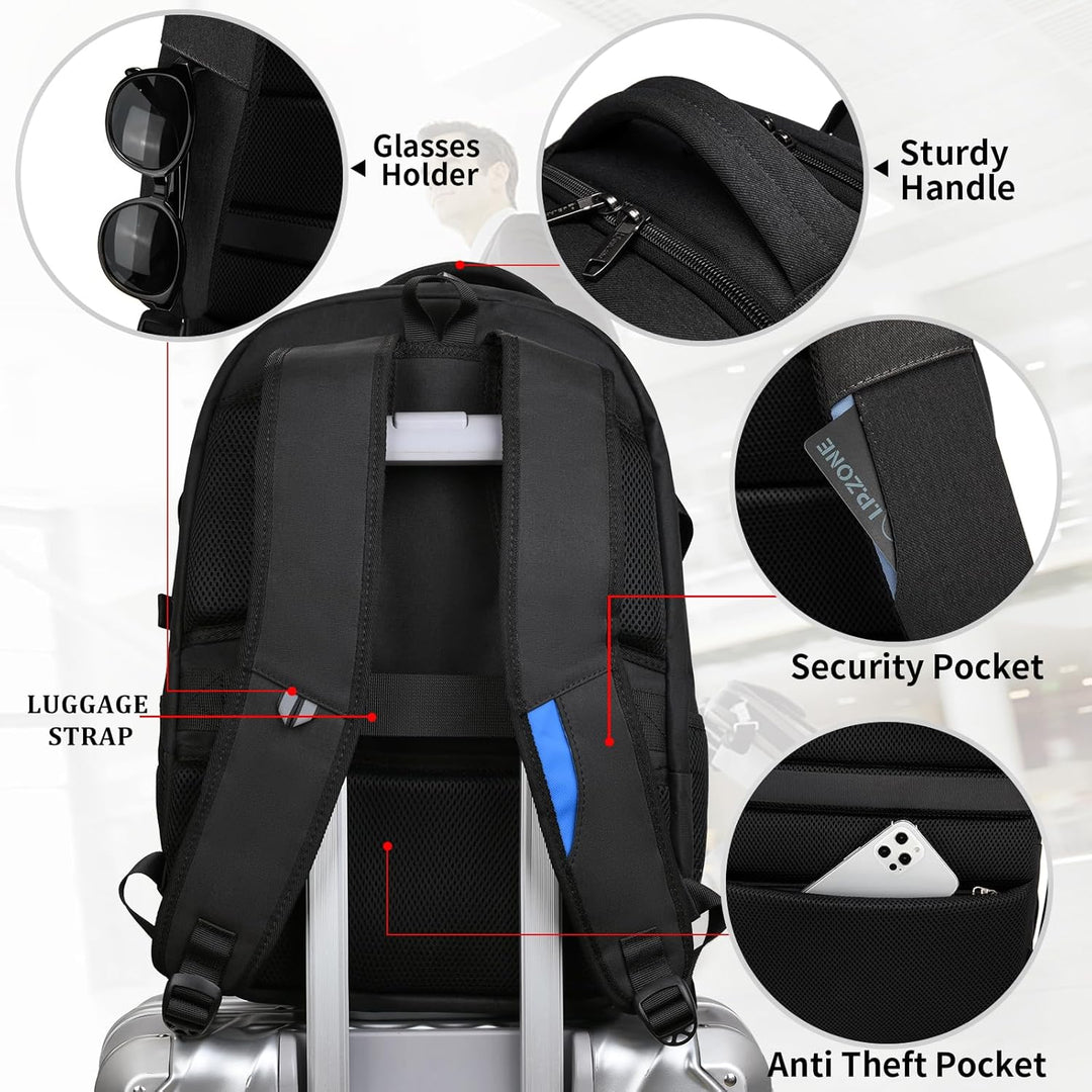 Vízálló utazó laptop hátizsák USB porttal és rendezett tárolással