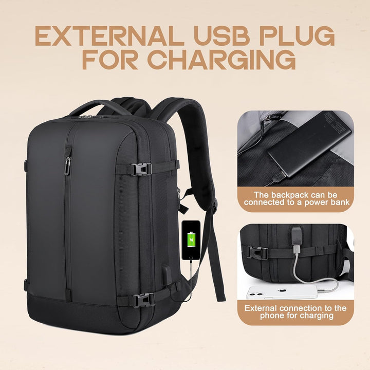 40L bővíthető vízálló utazó hátizsák USB porttal és 17” laptop tárolóval – AirVoyage (Vásárolj 1-et, 1 INGYEN promóció)