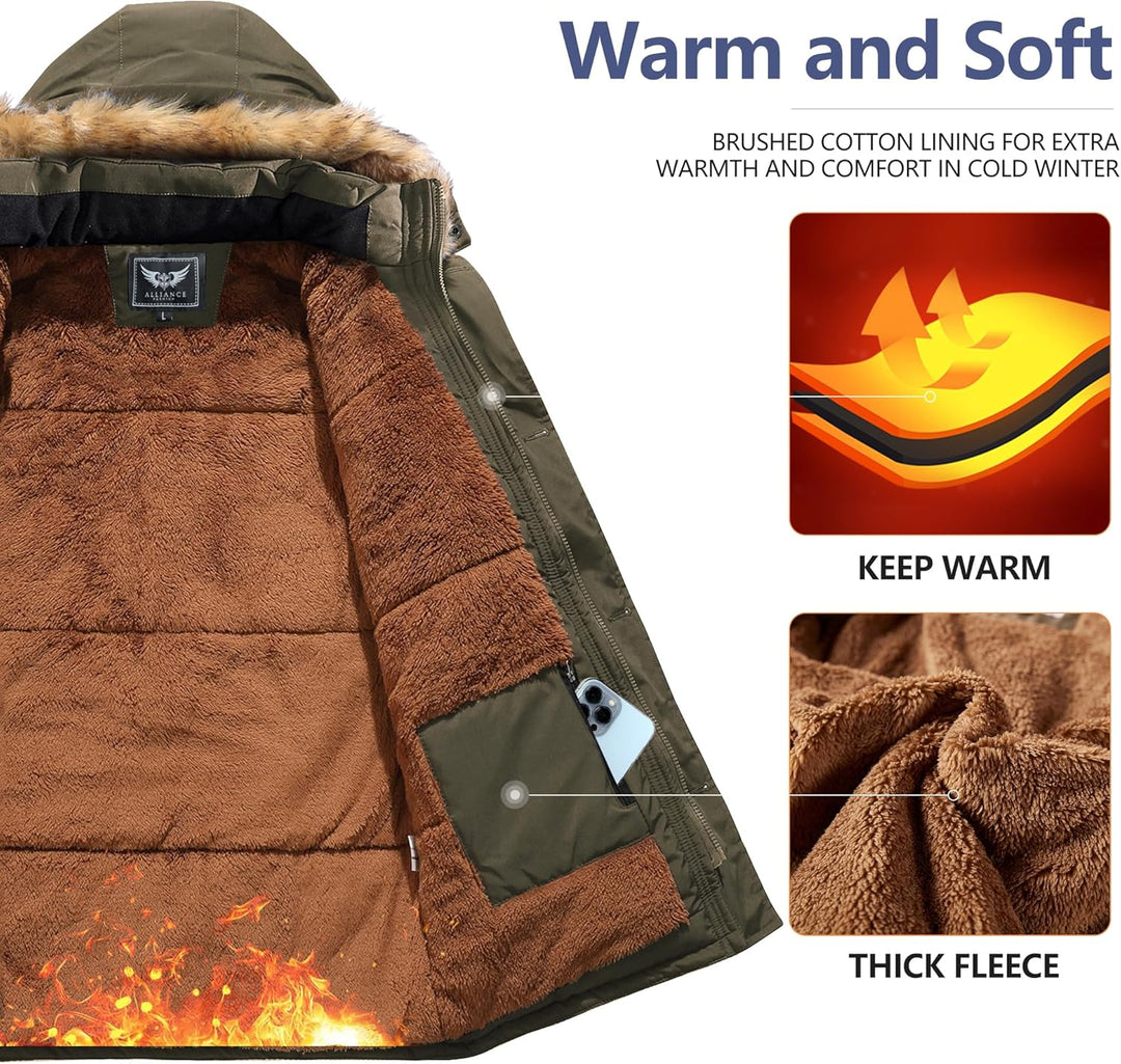 Téli kabát levehető kapucnival férfiaknak - Gabriel