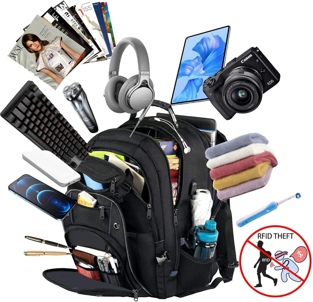 55L Extra-Nagy Utazó Laptop Hátizsák USB Töltéssel és RFID Biztonsággal