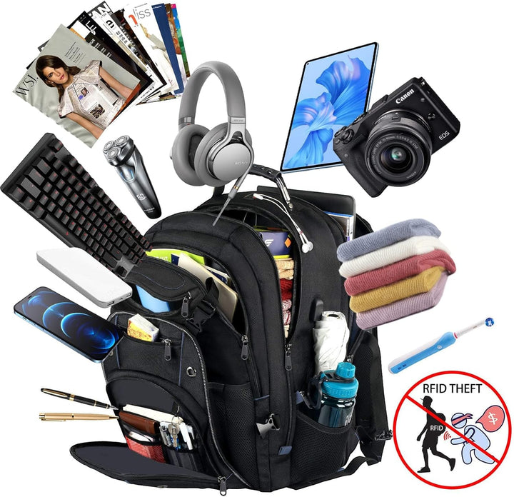 55L Extra-Nagy Utazó Laptop Hátizsák USB Töltéssel és RFID Biztonsággal