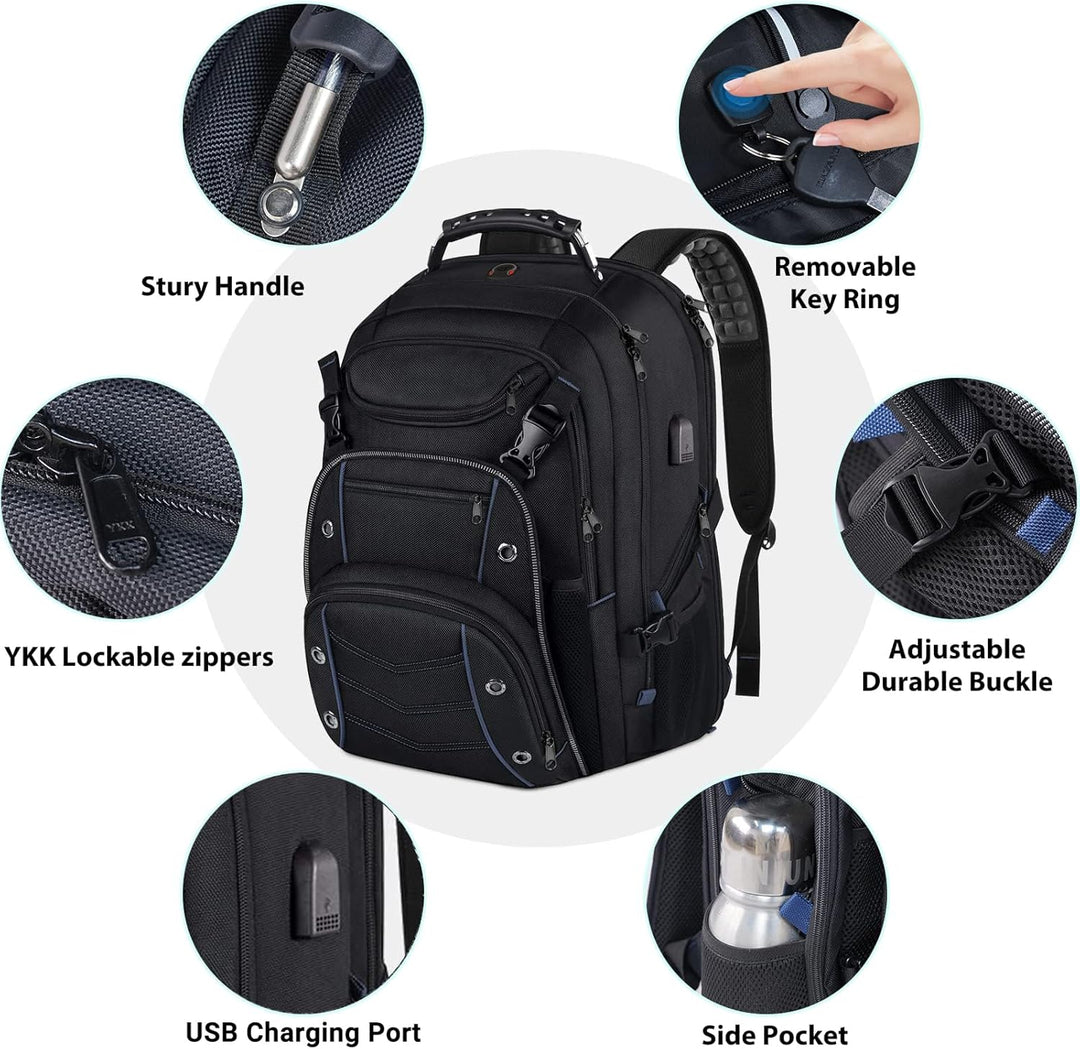 55L Extra-Nagy Utazó Laptop Hátizsák USB Töltéssel és RFID Biztonsággal