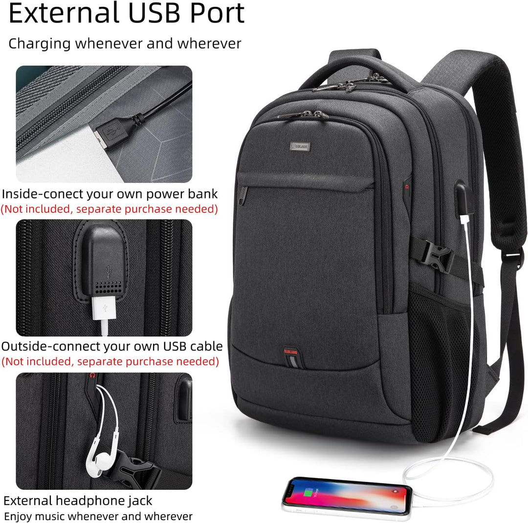 Vízálló utazó laptop hátizsák USB porttal és rendezett tárolással