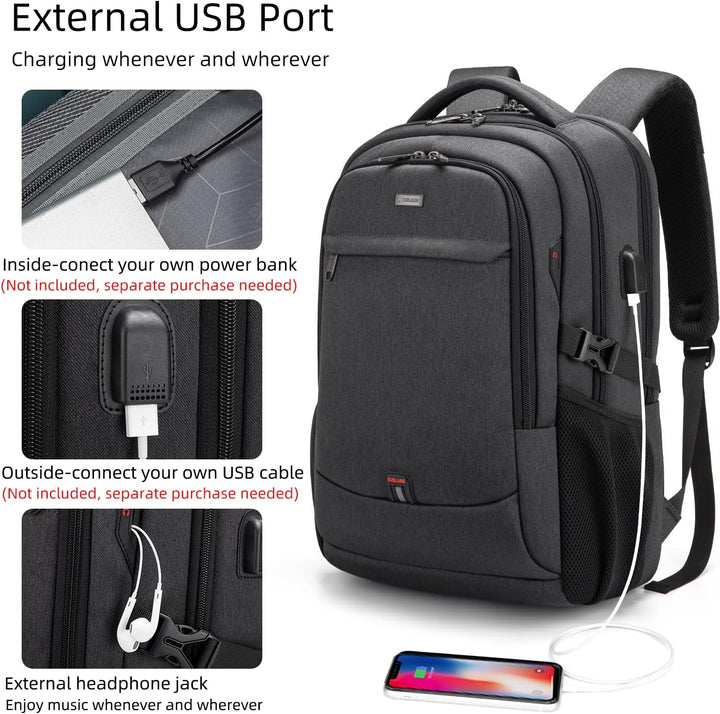Vízálló utazó laptop hátizsák USB porttal és rendezett tárolással