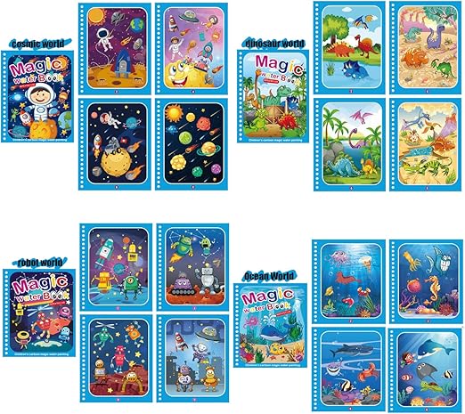 4 db Újrahasználható Vízifestő Könyv – AquaColor Könyvek