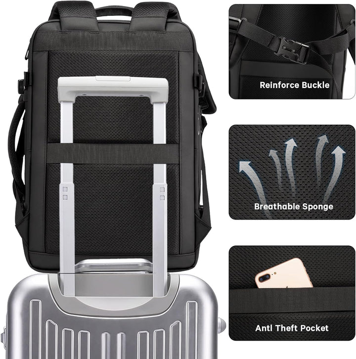 Bővíthető 26–45L vízálló utazó hátizsák laptop rekesszel és sporttáska fogantyúval