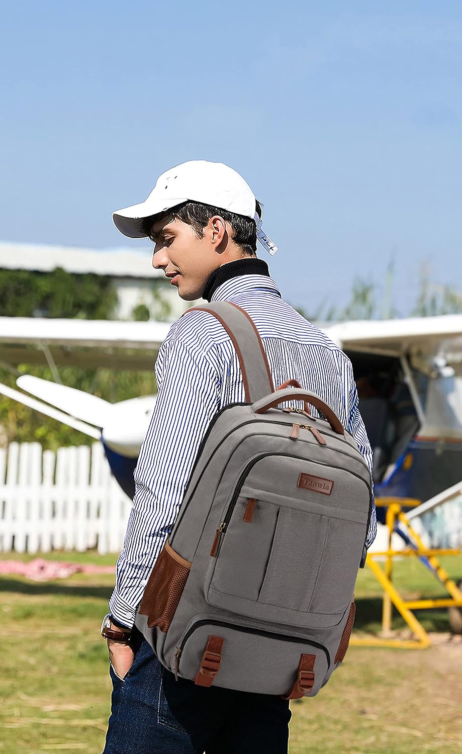 Lopásgátló vászon laptop és utazó hátizsák USB porttal – 17,3 hüvelykig illeszkedik