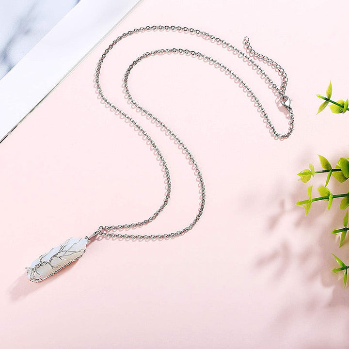 Elegáns Kristály Életfa Drágakő Nyaklánc - Elara