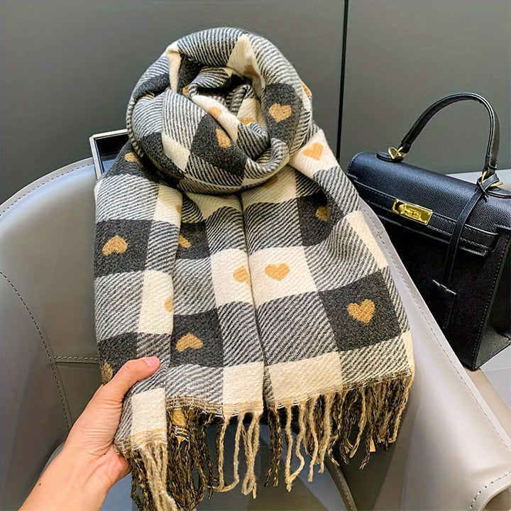 Kockás női sál poliészterből őszre és télre – Aurelie