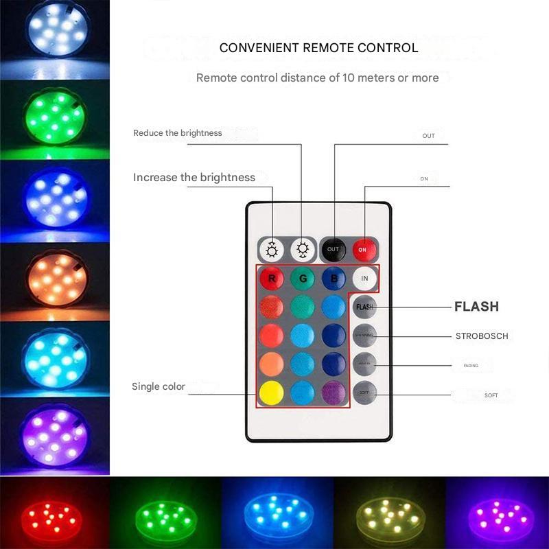 Vízálló LED vízalatti lámpa távirányítóval - GlowRipple