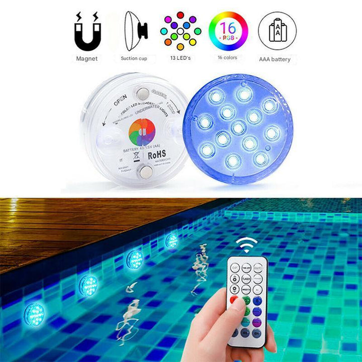 Vízálló LED vízalatti lámpa távirányítóval - GlowRipple