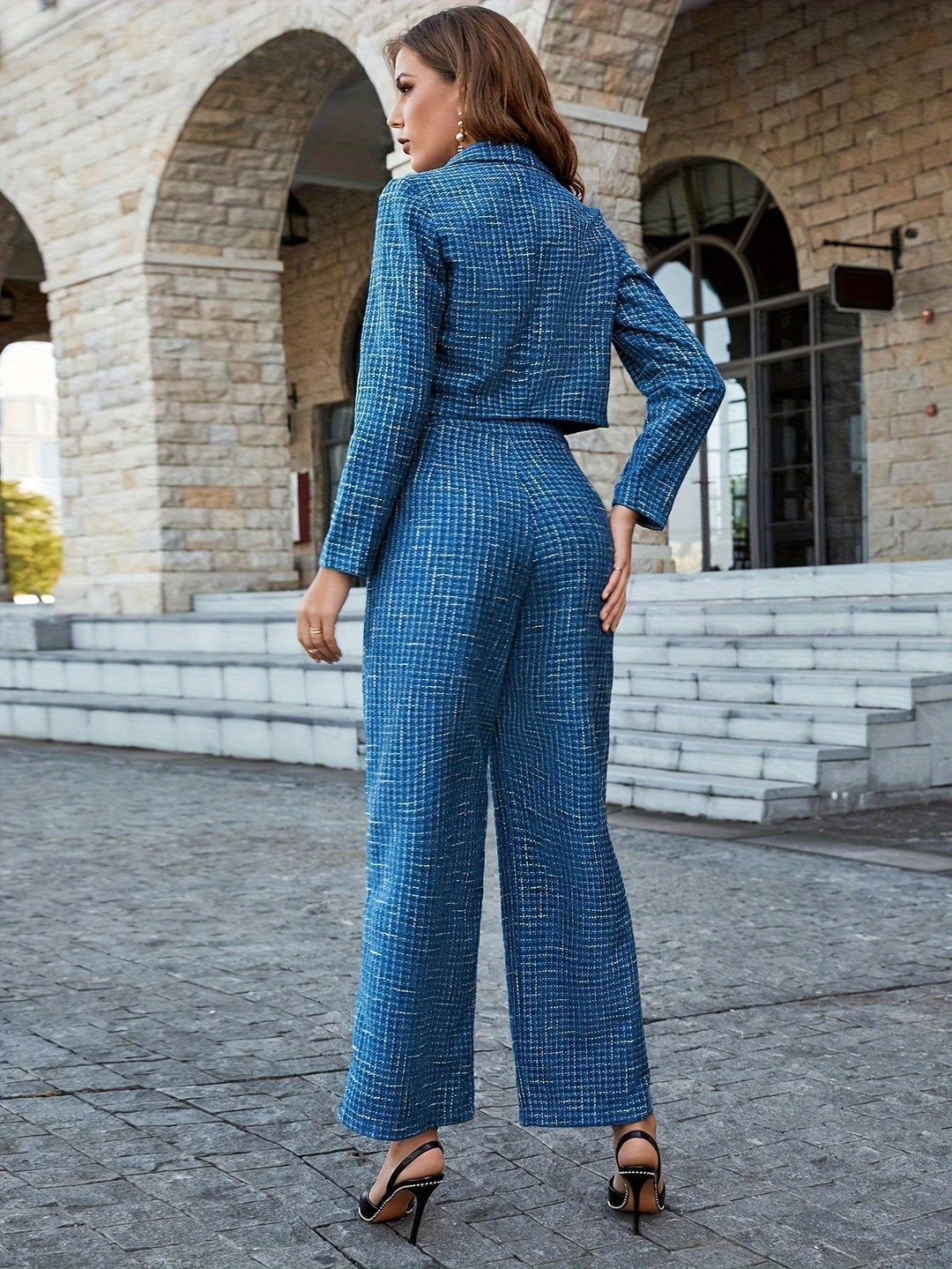 Gingham Tweed Nadrág Magas Derékkal - Camille