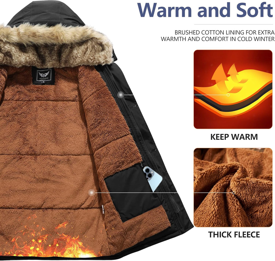 Téli kabát levehető kapucnival férfiaknak - Gabriel