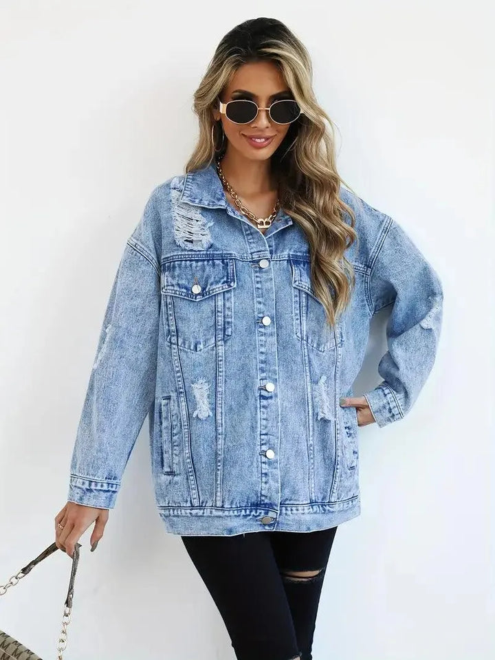 Vízálló és bélelt oversized női farmerdzseki kapucnival – Talia