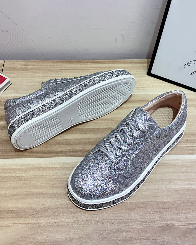 Stílusos Plateau Csillogó Női Sneakers - Sienna