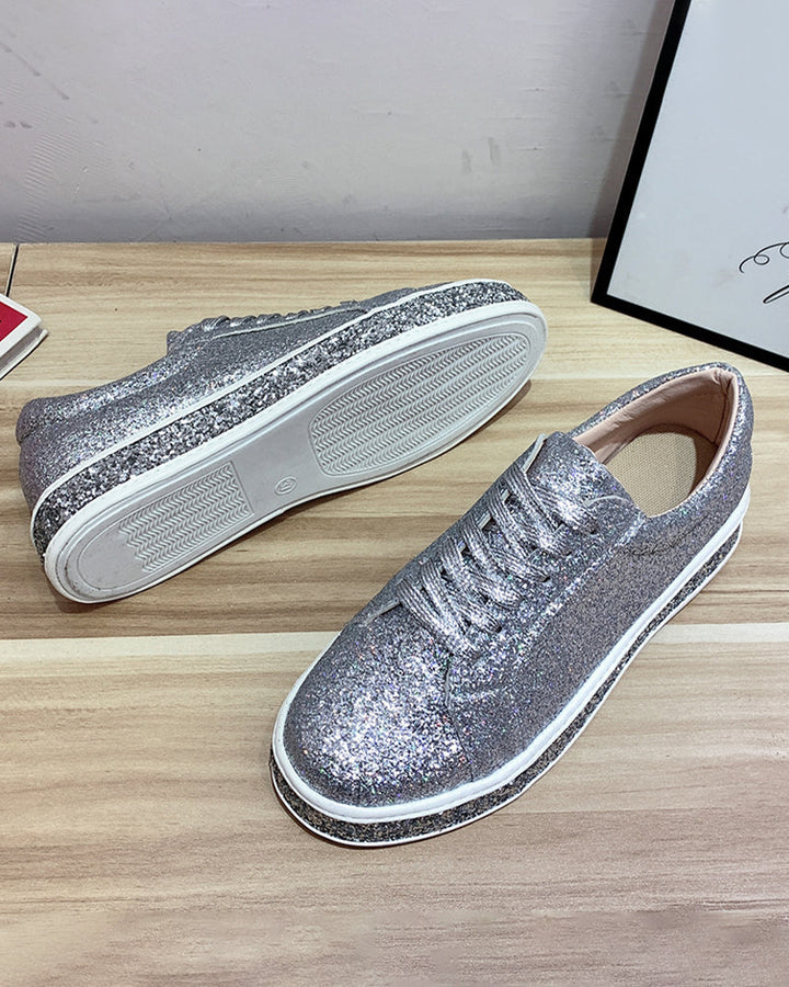 Stílusos Plateau Csillogó Női Sneakers - Sienna