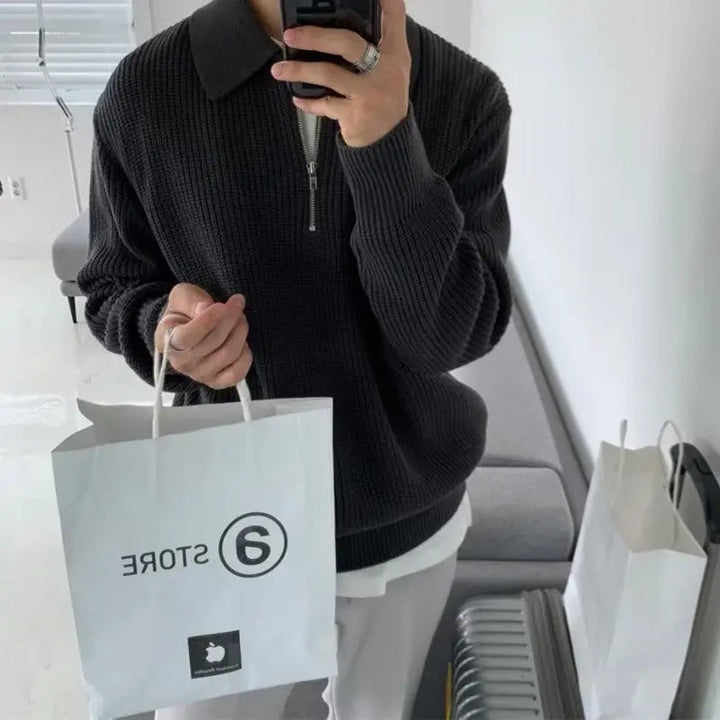 Klasszikus Zipped Férfi Pulóver - Wellington