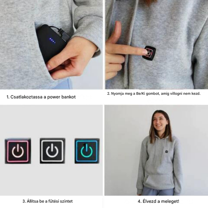 Fűtött uniszex kapucnis pulcsi - ThermaHoodie