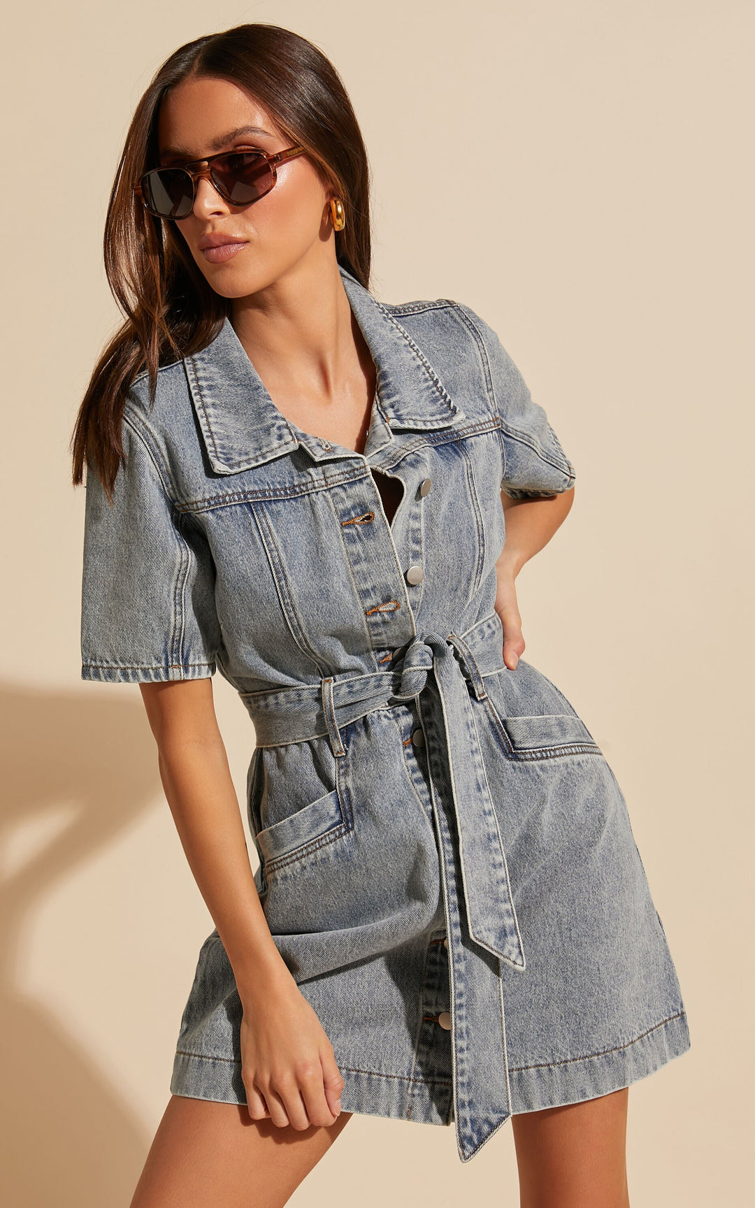 Gombos Denim Mini Ruha - Aria