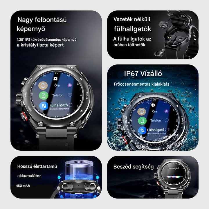 Teljes okosóra beépített vezeték nélküli fülhallgatóval - AlphaX