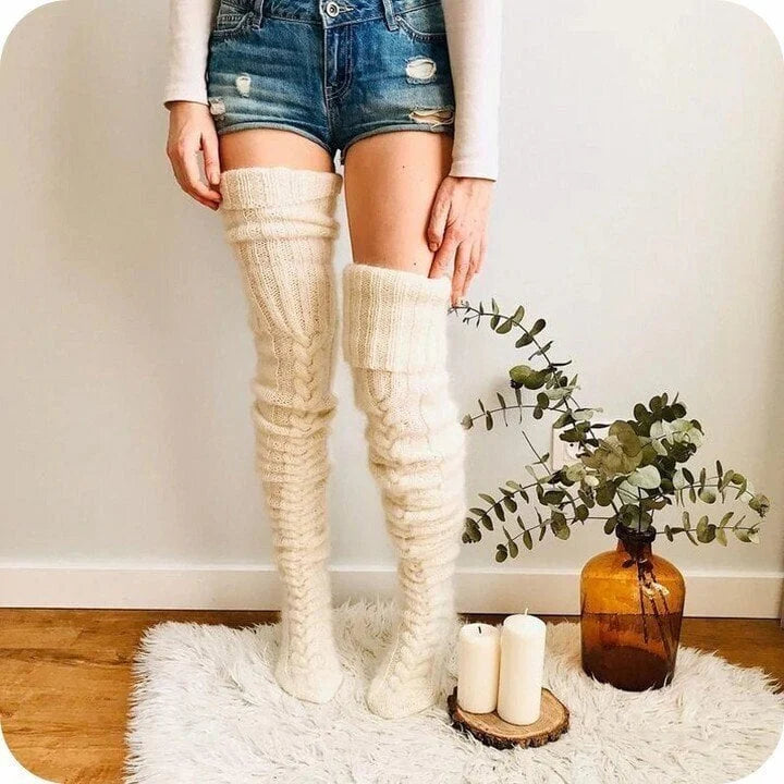 Magas kötött gyapjú női zokni - WarmWool