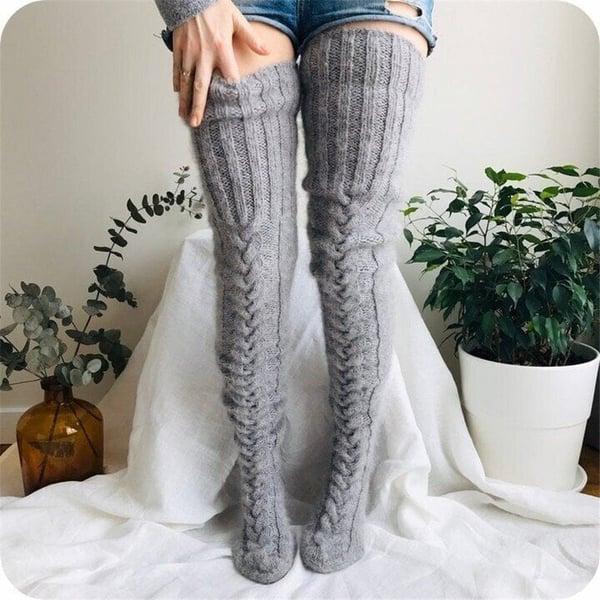 Magas kötött gyapjú női zokni - WarmWool