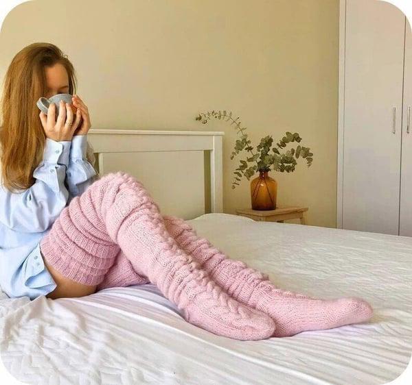 Magas kötött gyapjú női zokni - WarmWool