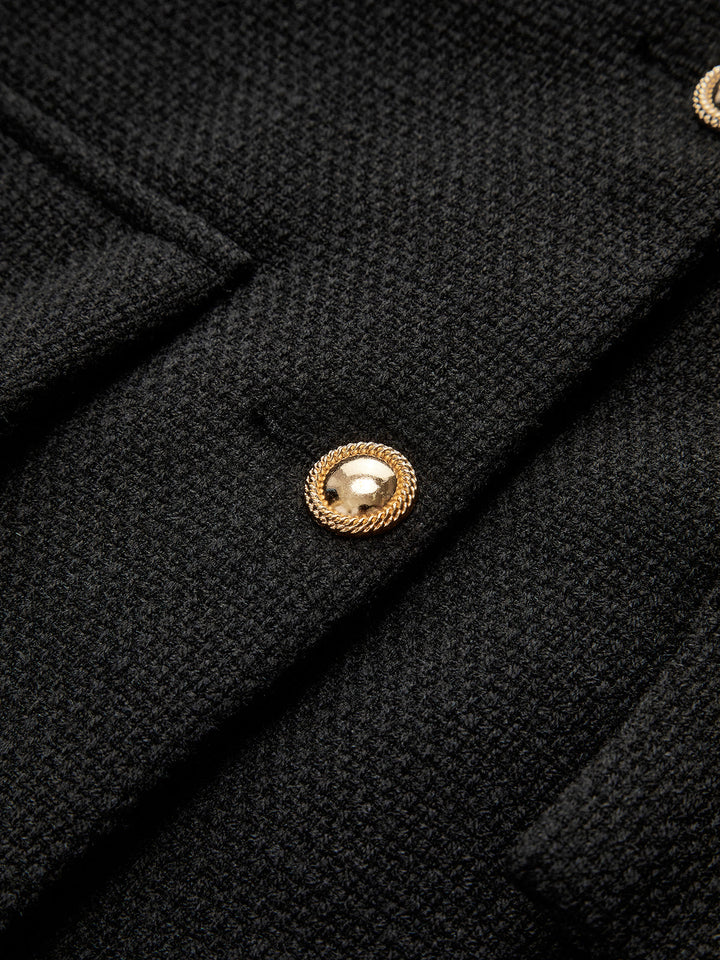 Fekete Arany Gombos Tweed Blézer - Camille