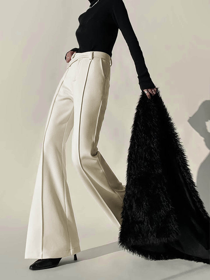 Fehér Magas Derekú Nadrág Széles Szárral Nőknek - Amara