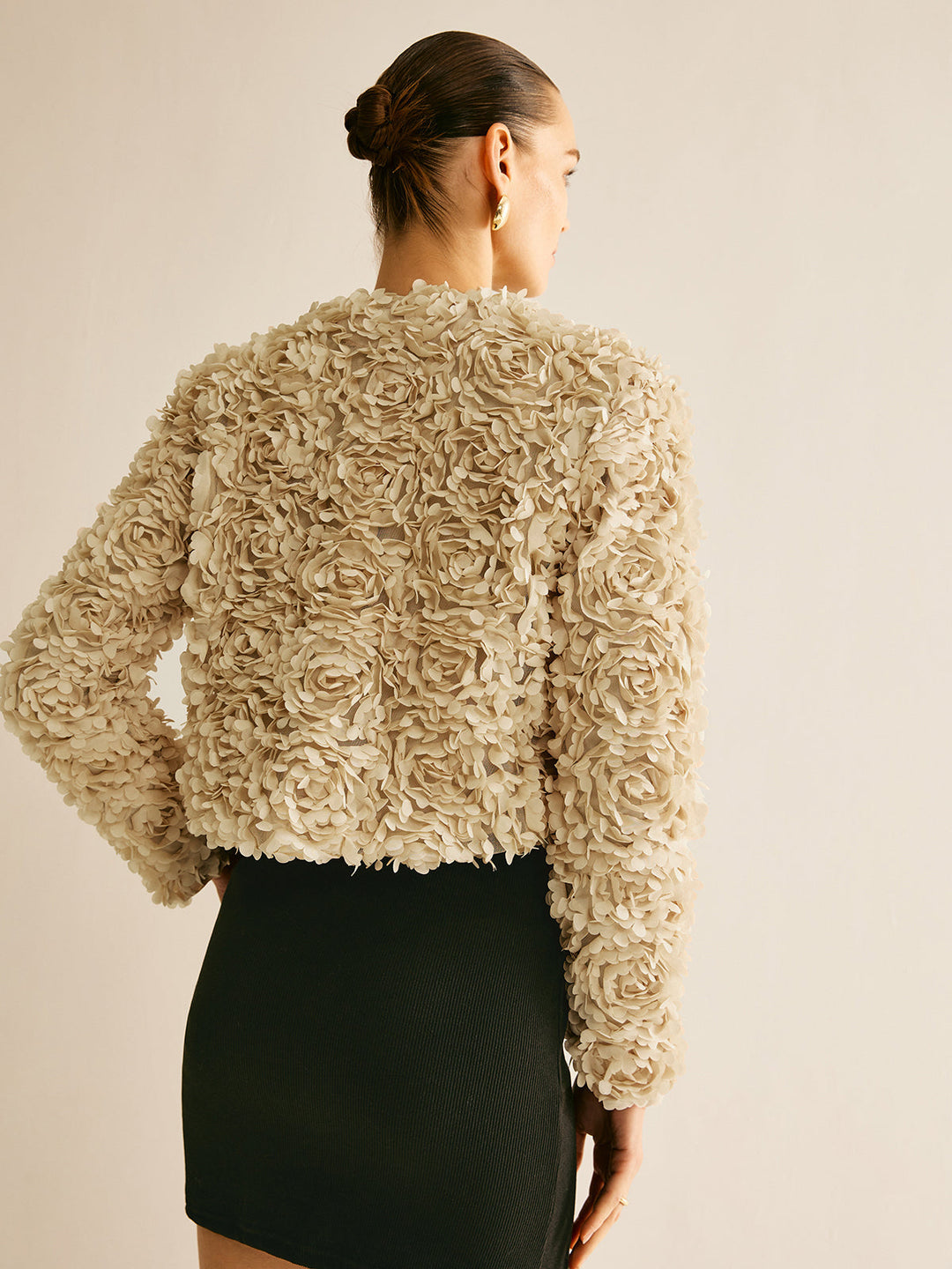 Beige Crew Neck Blazer Nőknek - Olivia