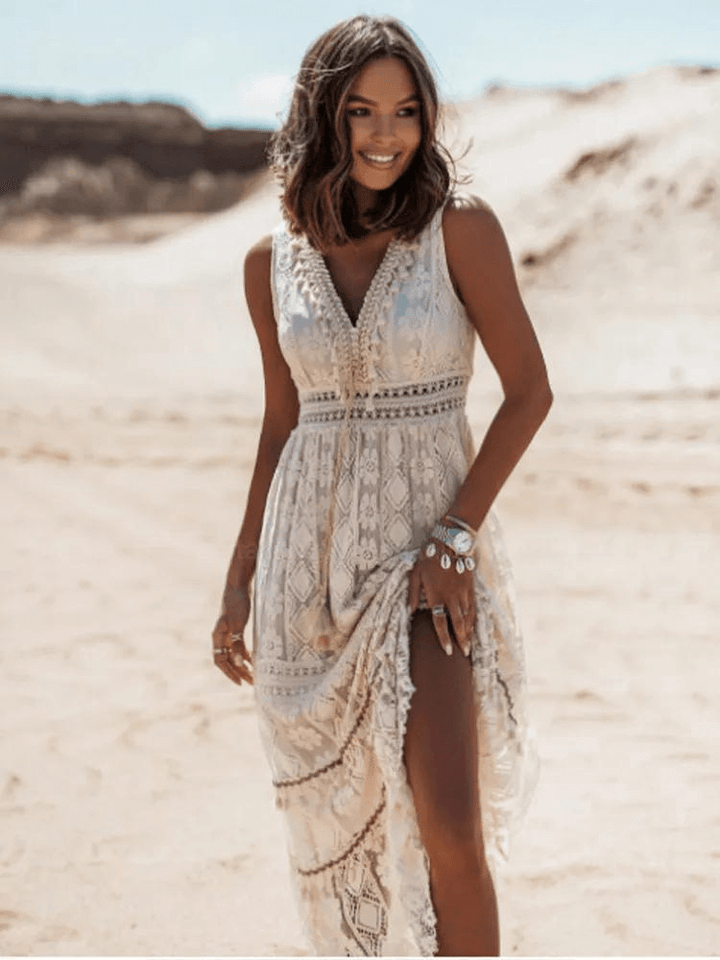 Laza Boho-maxi ruha stílusos részletekkel – Solange