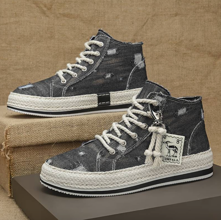 Férfi magas szárú farmer sneaker tapadó talpakkal és bokatámasszal – Jarek