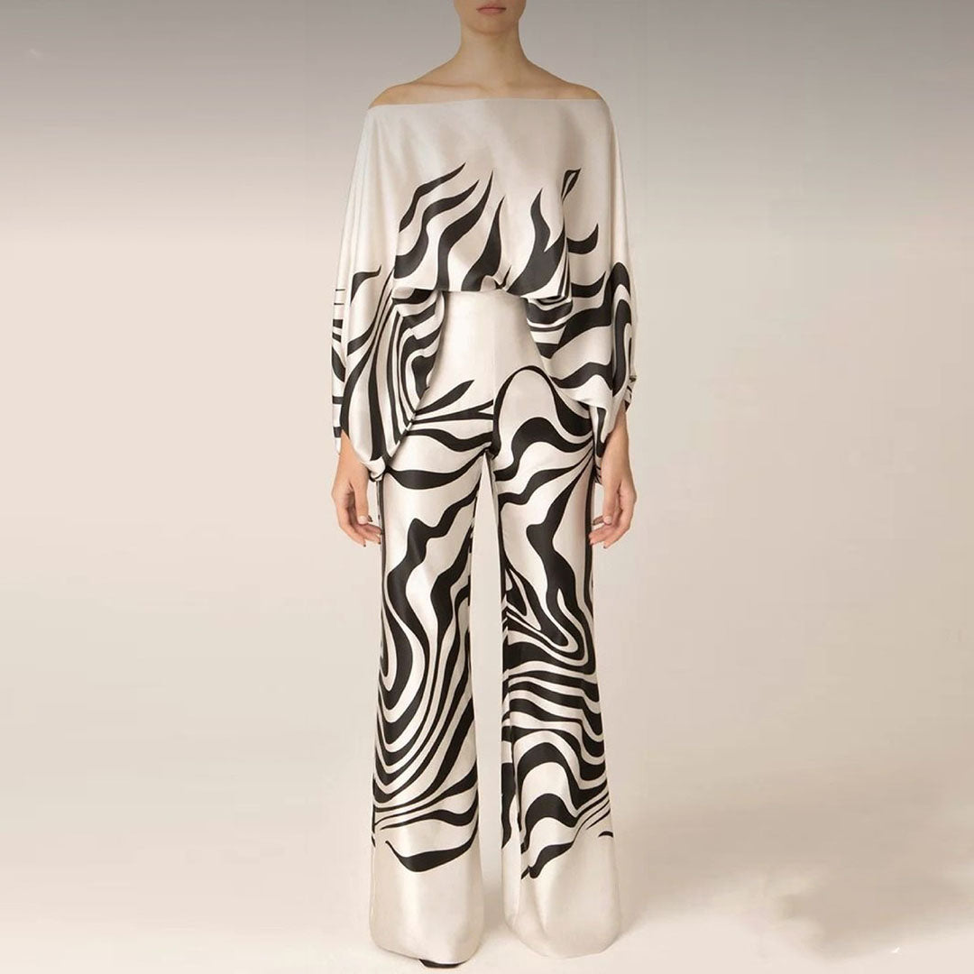 Női két darabos szett nyomattal és laza fazonnal – Valeria