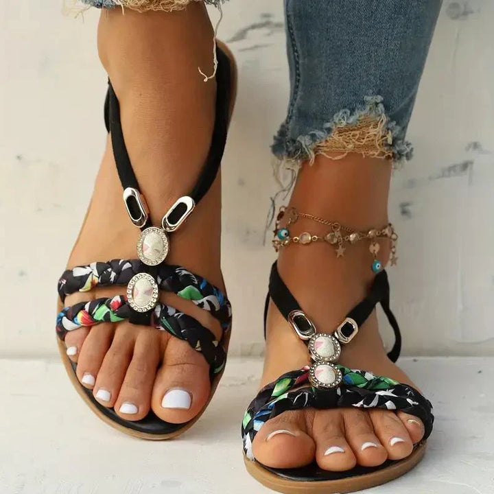 Boho-gyöngy Slip-On nyári szandálok – Amira