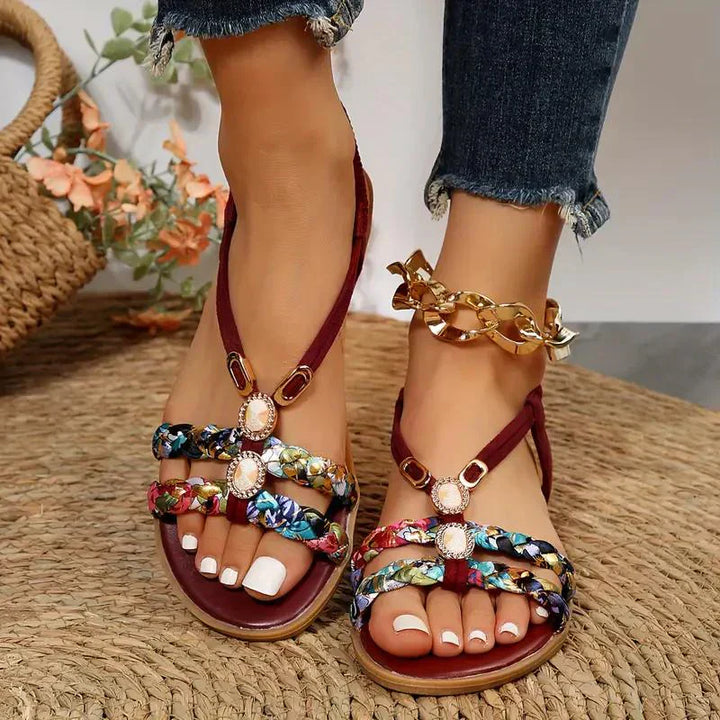 Boho-gyöngy Slip-On nyári szandálok – Amira