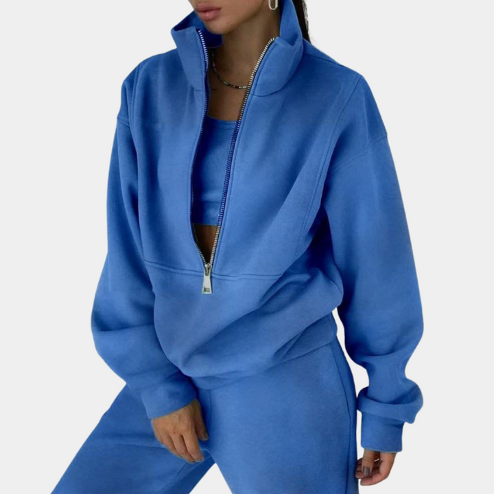 Stílusos női edzőfelszerelés pulóverrel és cipzárral – Rihanna