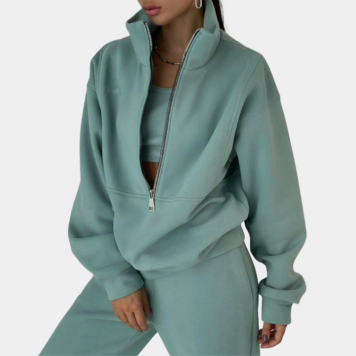 Stílusos női edzőfelszerelés pulóverrel és cipzárral – Rihanna