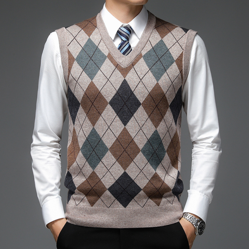 Férfi Spencer Stílusos Argyle-Mintával - Felix