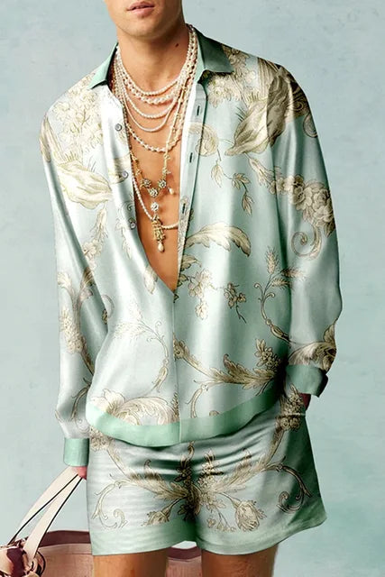 Divatos Hawaii szett selyemhatással férfiaknak – Fabio